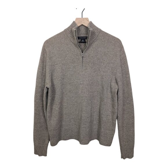 Banana Republic Other - Banana Republic Lambswool Cashmere Mens Quarter Zip Tan Sweater Size M